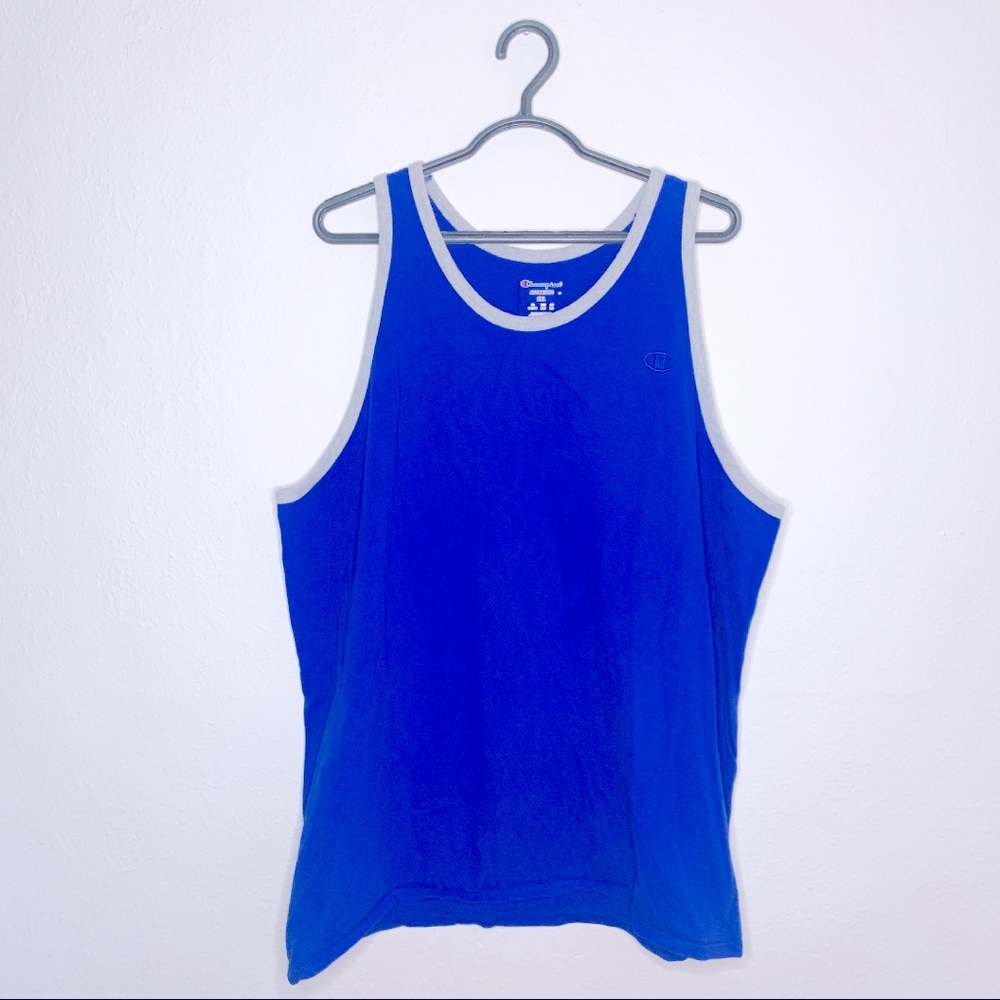 MENS CHAMPION blue ringer tank top